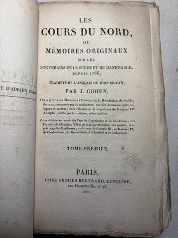Cohen - Les cours du Nord, ou mémoires originaux sur les