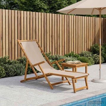 vidaXL Opvouwbare zonnebed Massief Eucalyptus Hout Beige, Verzenden, Nieuw