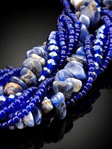 Collier de lapis-lazuli en pierres chips – Acier inoxydable