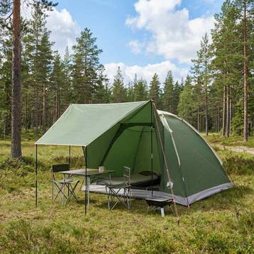 vidaXL Kamperen tent 4-persoons Groen Polyester en Staal, Verzenden