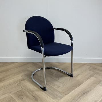 Lande Cole vergaderstoel,  donker blauw - chroom, Gebruikt, Eén