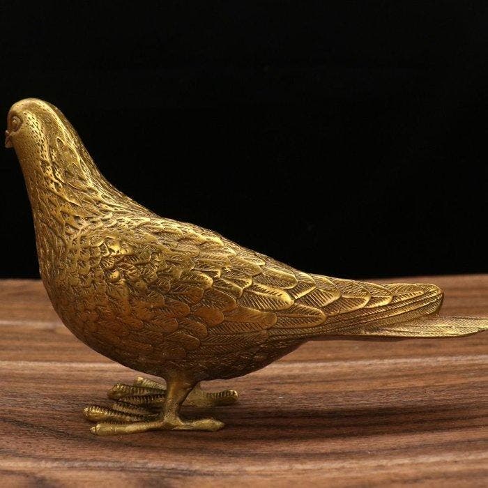 sculptuur, Happiness for pigeons - 14 cm - Brons, Metaal, Antiquités & Art, Curiosités & Brocante