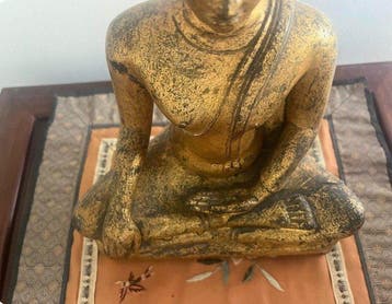 Statue Bouddha Bronze Doré Birmanie - Art dAsie - Bronzé