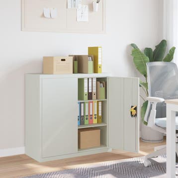 vidaXL Kantoorkast met 2 deuren 90 cm staal grijs, Verzenden, Nieuw