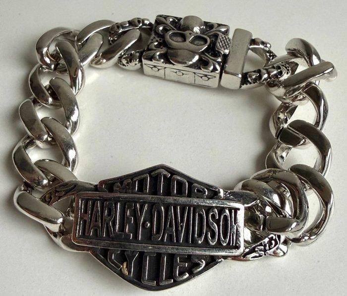 Interessante Harley-Davidson 925 zilveren chunky biker, Antiek en Kunst, Antiek | Zilver en Goud