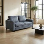 Leren bank Energy - 2,5 zits - Kenia Denim (blauw) - Poten, 150 tot 200 cm, Nieuw, Ophalen of Verzenden, Modern