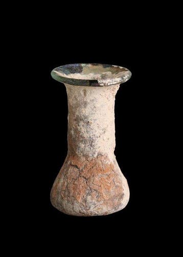 Oud-Romeins Glas Unguentarium in katoenrol-vorm (Zonder, Antiek en Kunst