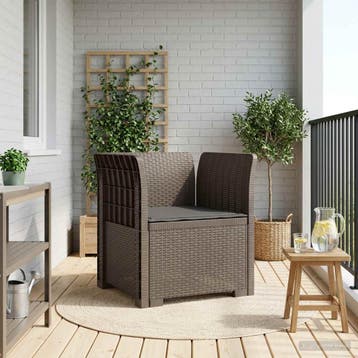 vidaXL Eén-zits Fauteuil met Kussen Rieten Look PP, Verzenden, Nieuw