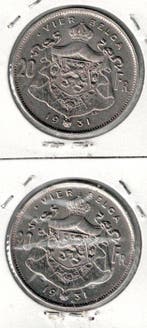 Belgique. Albert Ier. 20 Francs 1931VL morin 377A + 377B in
