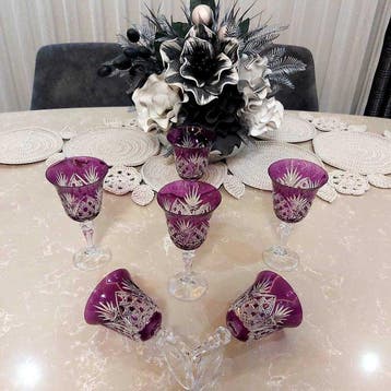 Drinkglas (6) - Kristal - Fuchsia Boheems Kristal