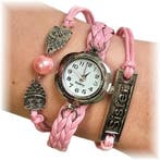 Fako - Armband Horloge - Multi Uiltjes Sister - Roze, Verzenden, Nieuw