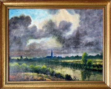 Franse school (XX) - Paysage atmosphérique de plaine
