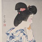 Kimono en coton à motif iris • Torii Kotondo • estampe sur