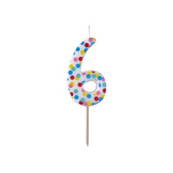 Kaars 6 Jaar Stippen 9cm, Verzenden, Nieuw