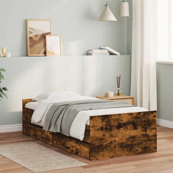 vidaXL Bedframe met lades gerookt eikenkleurig 90x200 cm, Verzenden, Nieuw