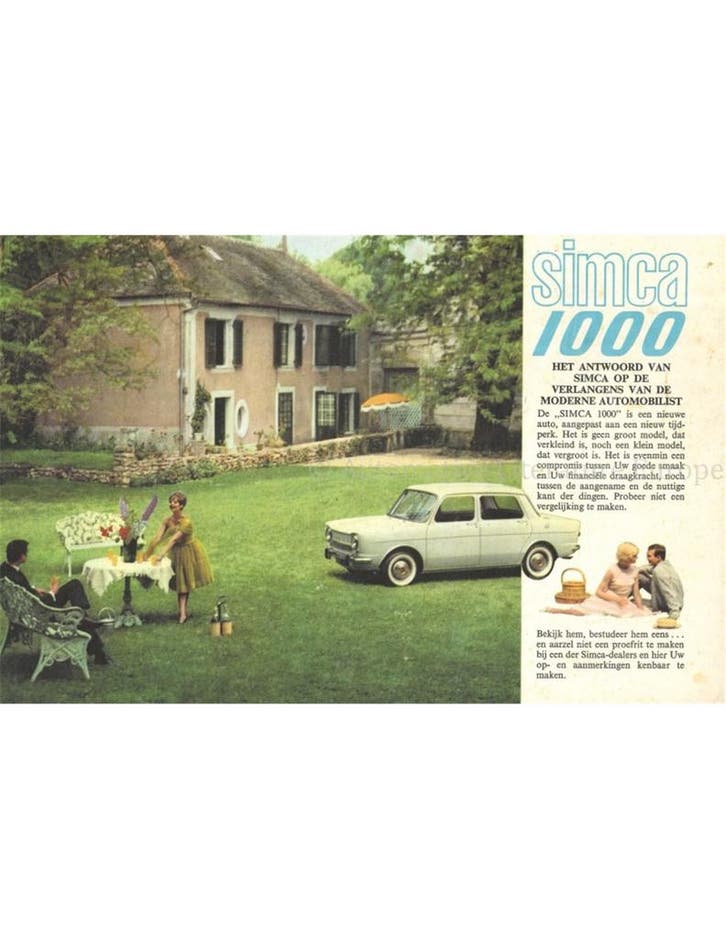 1962 SIMCA 1000 BROCHURE NEDERLANDS, Livres, Autos | Brochures & Magazines