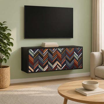 vidaXL Wand gemonteerd TV Kast OMMEN 102 x 33 x 40 cm Zwart, Verzenden