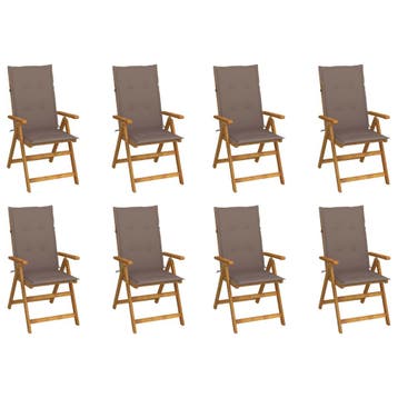 vidaXL Opklapbare stoelen met kussens, 8 stuks, gemaakt van, Verzenden, Nieuw