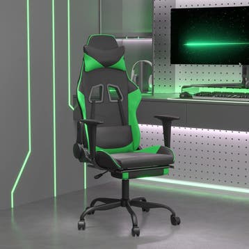 vidaXL Massage gamestoel met voetensteun kunstleer zwart en, Verzenden, Nieuw