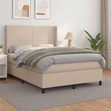 vidaXL Boxspring met matras kunstleer cappuccinokleurig, Verzenden