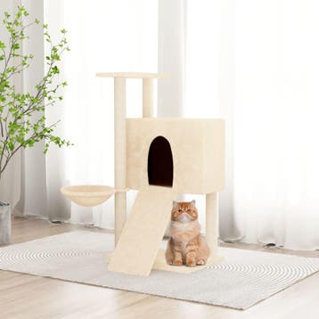 vidaXL Kattenmeubel met sisal krabpalen 96 cm crèmekleurig, Verzenden, Nieuw