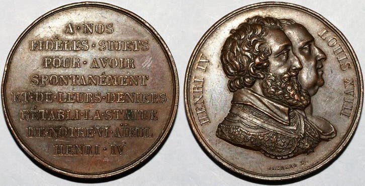 Medaille Royale Henri V Et Louis Xviii Presque Superbe, Timbres & Monnaies, Pièces & Médailles, Envoi