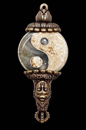 Hanger Amulet van agat Dzi Yin Yang voor de hoogste