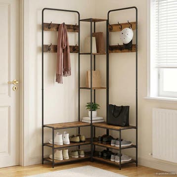 vidaXL Kapstok met schoenenbank Oud hout 143 x 30 x 199,5 cm, Verzenden, Nieuw