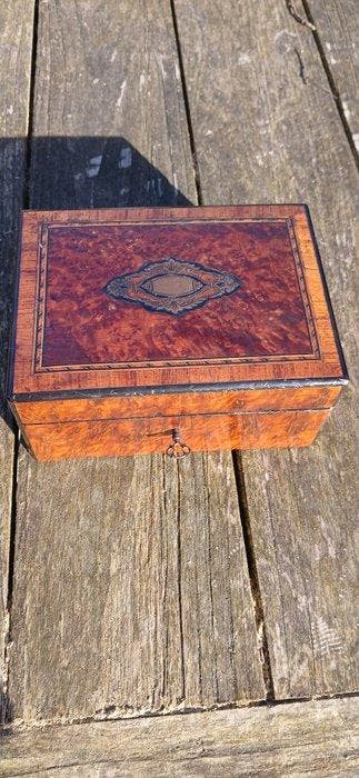 Napoleon III box in burr amboyna and rosewood - 19th century, Antiquités & Art, Curiosités & Brocante