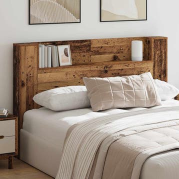 vidaXL Opslag hoofdeinde met LED Oud hout 160 cm Bewerkt, Verzenden, Nieuw