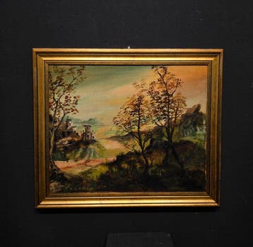 Italiaanse school (XX) - Paesaggio con castello