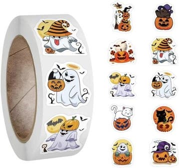 Sluitstickers halloween spookie spookjes rond etiket 2,5 cm, Nieuw