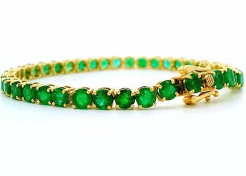 Armband - 14 karaat Geel goud - 10.18ct. tw. Smaragd -, Nieuw