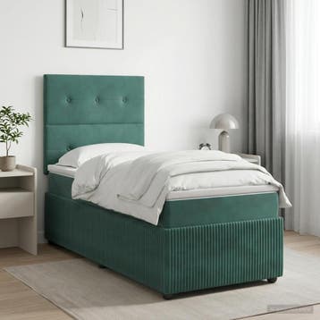 vidaXL Boxspringbed met matras Donkergroen 90 x 200 cm, Verzenden