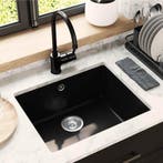 vidaXL Wasbak Zwart 530 x 460 mm 80% Kwarts en 20% Hars, Huis en Inrichting, Verzenden, Nieuw