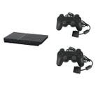 Playstation 2 Console Slim Zwart + 2 Nieuwe Controllers (..., Games en Spelcomputers, Spelcomputers | Sony PlayStation 2, Ophalen of Verzenden