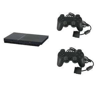 Playstation 2 Console Slim Zwart + 2 Nieuwe Controllers (..., Games en Spelcomputers, Spelcomputers | Sony PlayStation 2, Nieuw