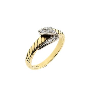 Gouden ring met witte saffieren; 14 karaat; ringmaat 17,5, Handtassen en Accessoires, Gebruikt, Ophalen of Verzenden, 17 tot 18