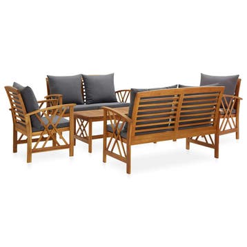 vidaXL 5-delige Loungeset met kussens massief acaciahout, Verzenden, Loungeset