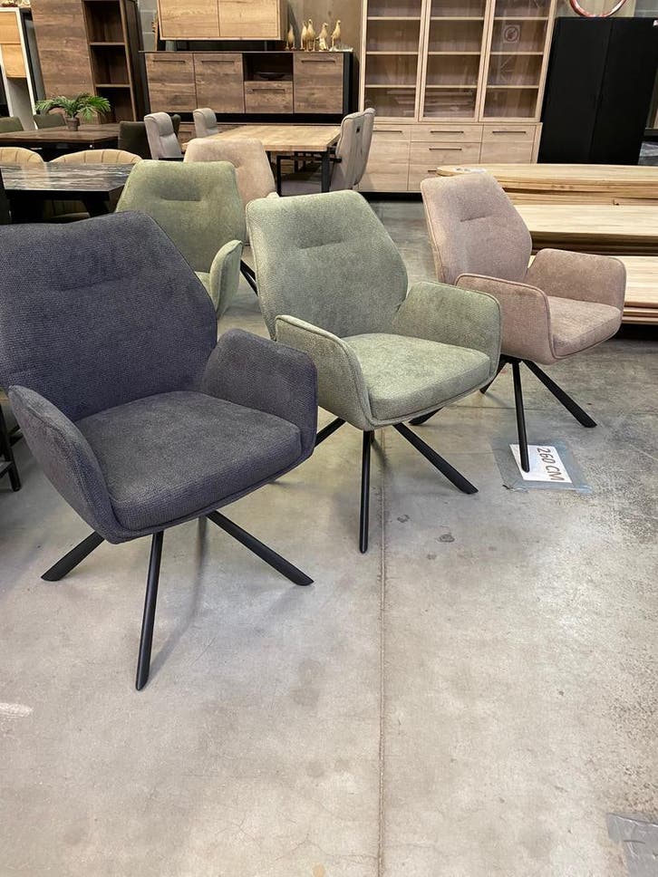 Toronto draaibare armstoel, drie kleuren (nieuw, A-keuze), Huis en Inrichting, Stoelen, Nieuw, Metaal, Stof