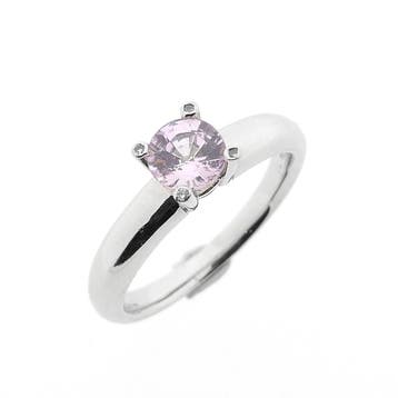 Witgouden Phlox ring gezet met roze saffier en diamante..., Gebruikt, 19 tot 20, Ophalen of Verzenden, Roze