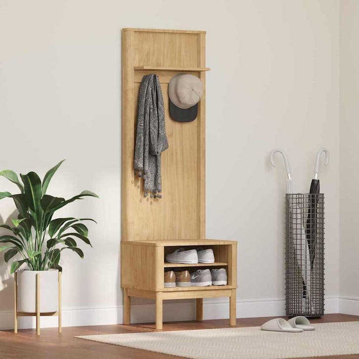 vidaXL hal kast FLORO Wasbruin 50 x 40 x 158 cm Massief, Huis en Inrichting, Overige Huis en Inrichting, Nieuw, Verzenden