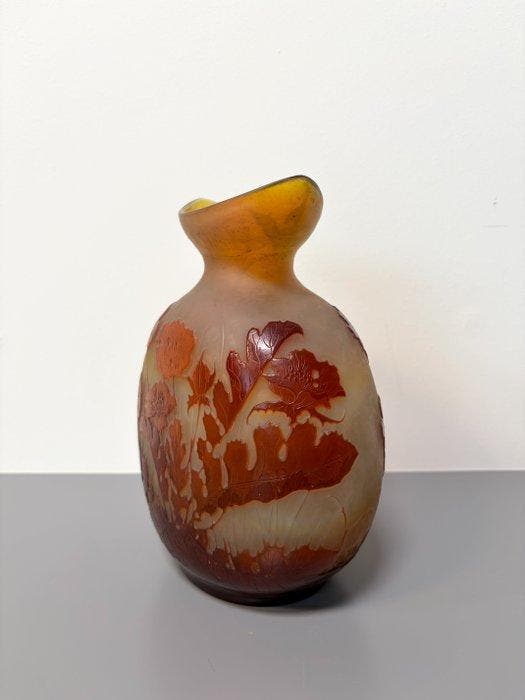 Établissements Gallé, Emile Gallé - Vaas - Glas, Antiek en Kunst, Antiek | Glaswerk en Kristal