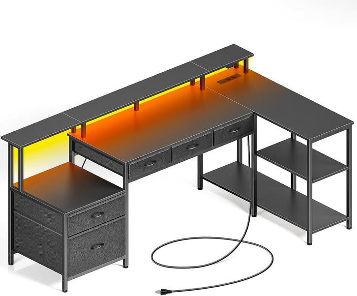 Bureau - Computertafel - Hoekbureau - 163x88 cm - Grijs - Ro, Huis en Inrichting, Bureaus, Nieuw, Verzenden