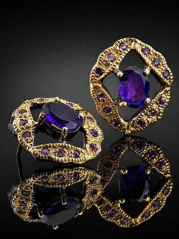 Améthyste - Argent - Boucles doreilles - Conception