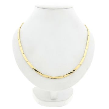 Gouden staafjes schakelcollier | 45 cm (Ketting), Handtassen en Accessoires, Kettingen, Ophalen of Verzenden, Gebruikt, Goud, Goud