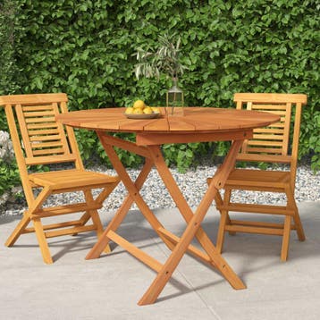 vidaXL Tuintafel inklapbaar Ø 85x75 cm massief teakhout, Jardin & Terrasse, Tables de jardin, Verzenden