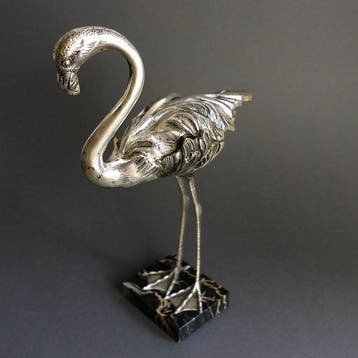 Mauro Manetti - Figure - Flamant rose – Flamant rose, Régule, Antiquités & Art