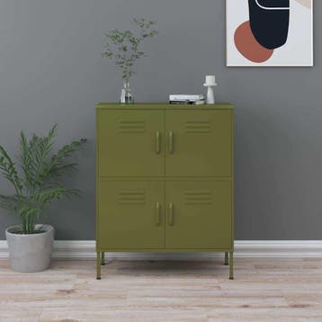 vidaXL Opbergkast 80x35x101,5 cm staal olijfgroen, Verzenden