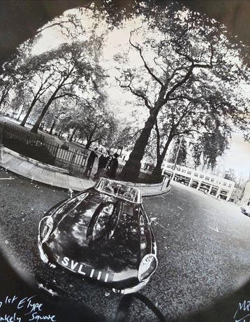 Michael Joseph (1941-) - Fisheye Sixties Jaguar sportscar in
